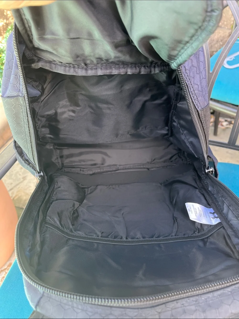 Under Armour Black and Navy Hex-Pattern Backpack
